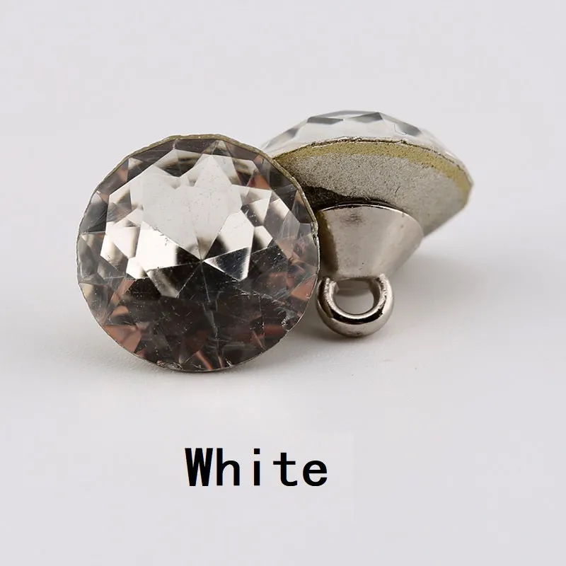 10-12mm Crystal Clear Glass Buttons Multi-Faceted 10pcs