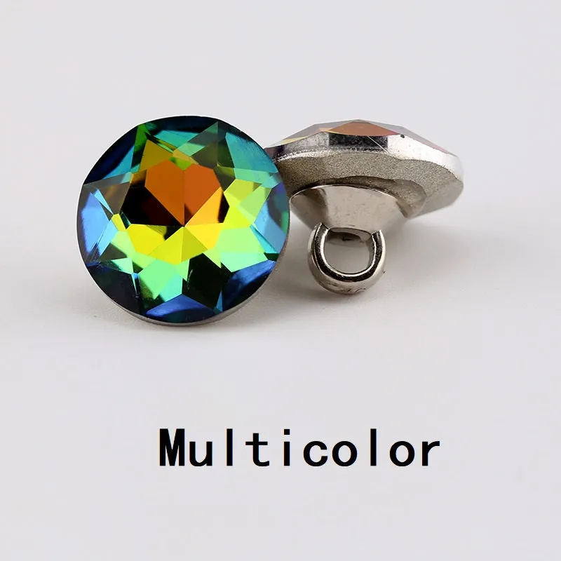 10-12mm Crystal Clear Glass Buttons Multi-Faceted 10pcs