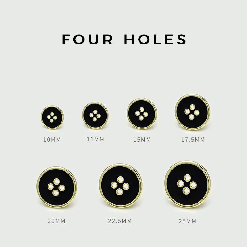 10-25mm Gold Silver Round Flat Four Holes Metal Buttons 20pcs
