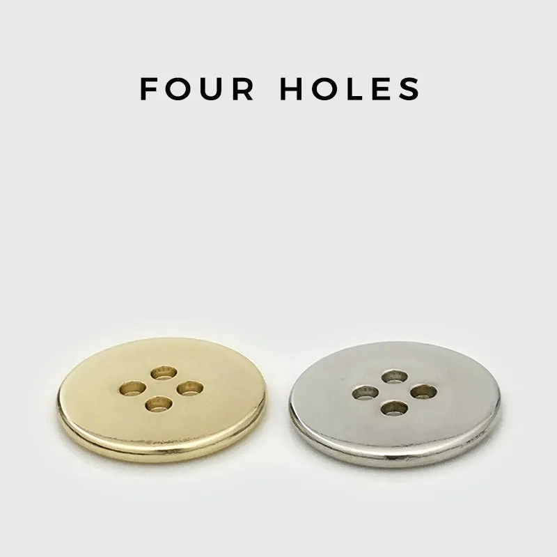 10-25mm Gold Silver Round Flat Four Holes Metal Buttons 20pcs