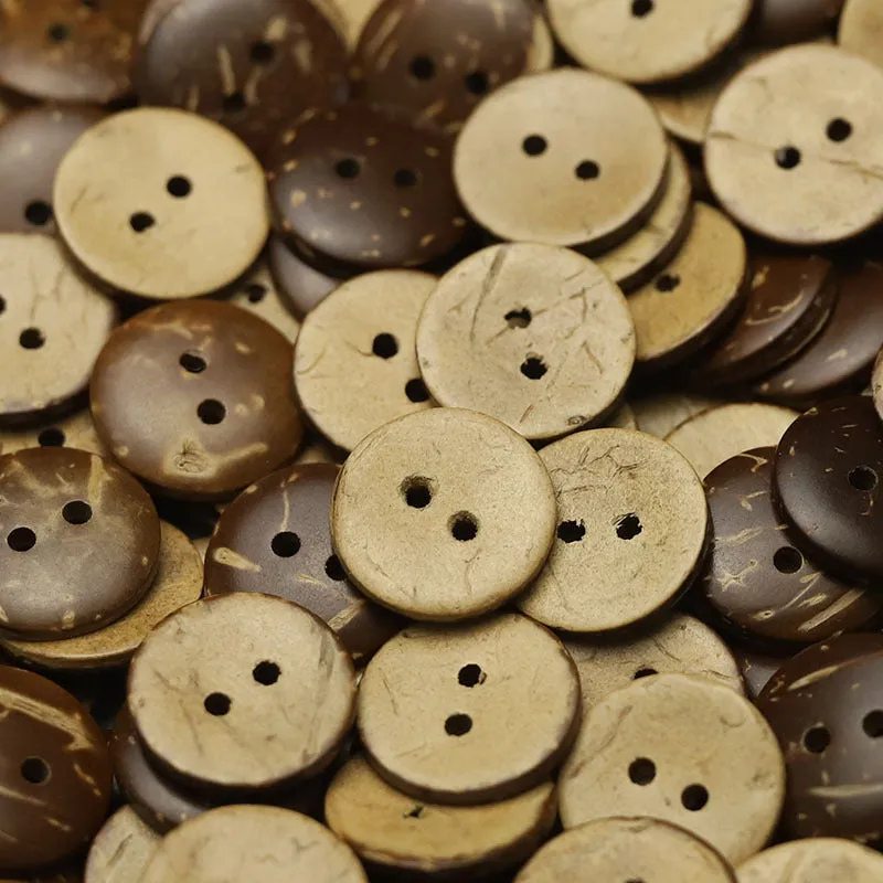 10-56mm Extra Large Natural Coconut Flat 2-Hole Buttons 60 Pack