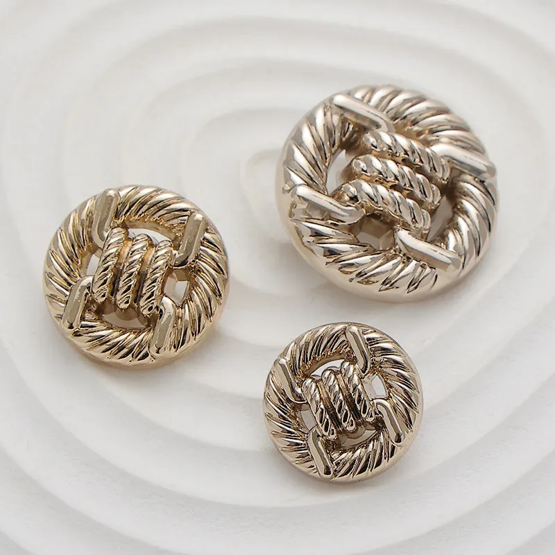 15-22mm Round Light Gold Rope Knot Metal Button 10pcs