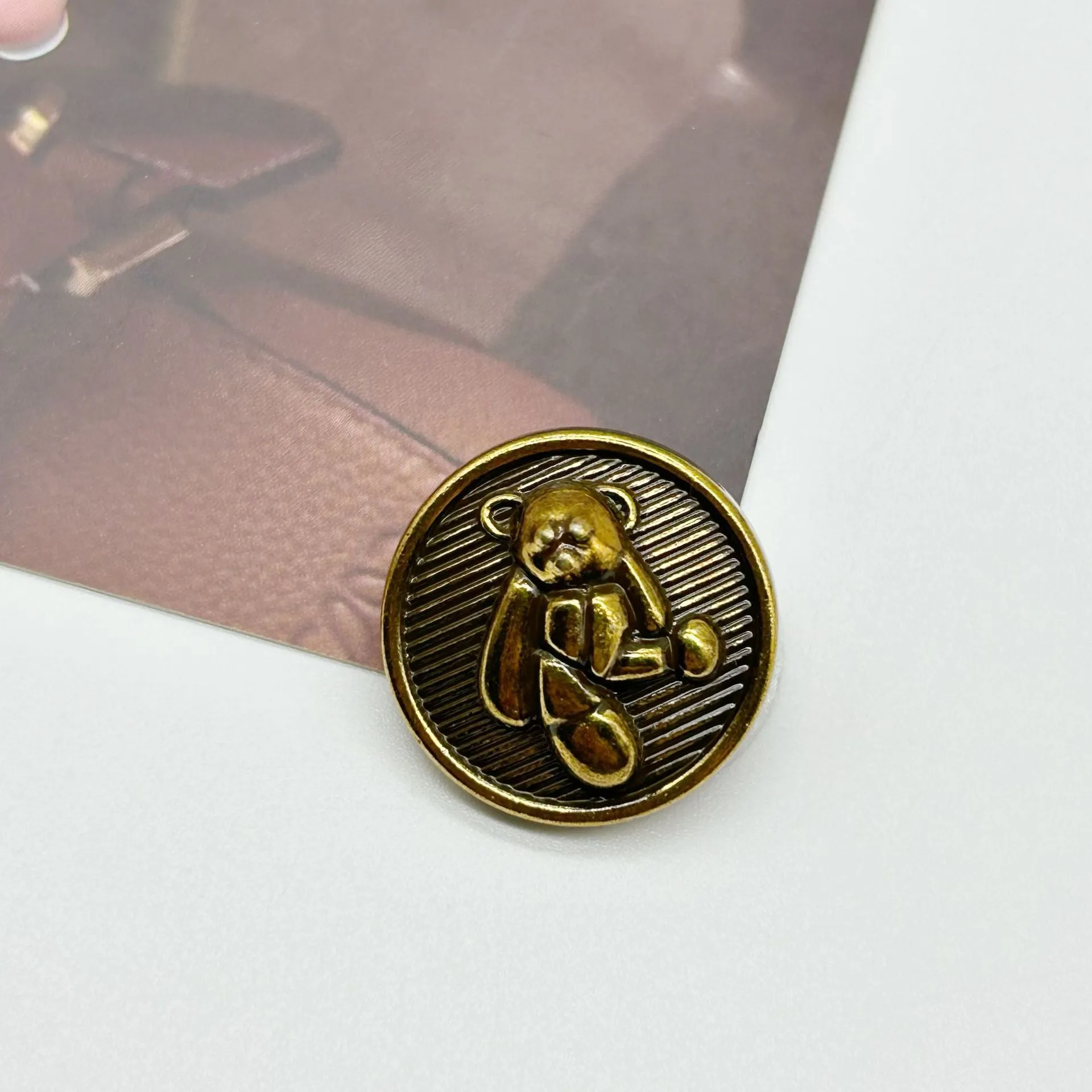 15-23mm Gold Silver 3D Teddy Bear Decorative Metal Buttons with Shanks 20pcs