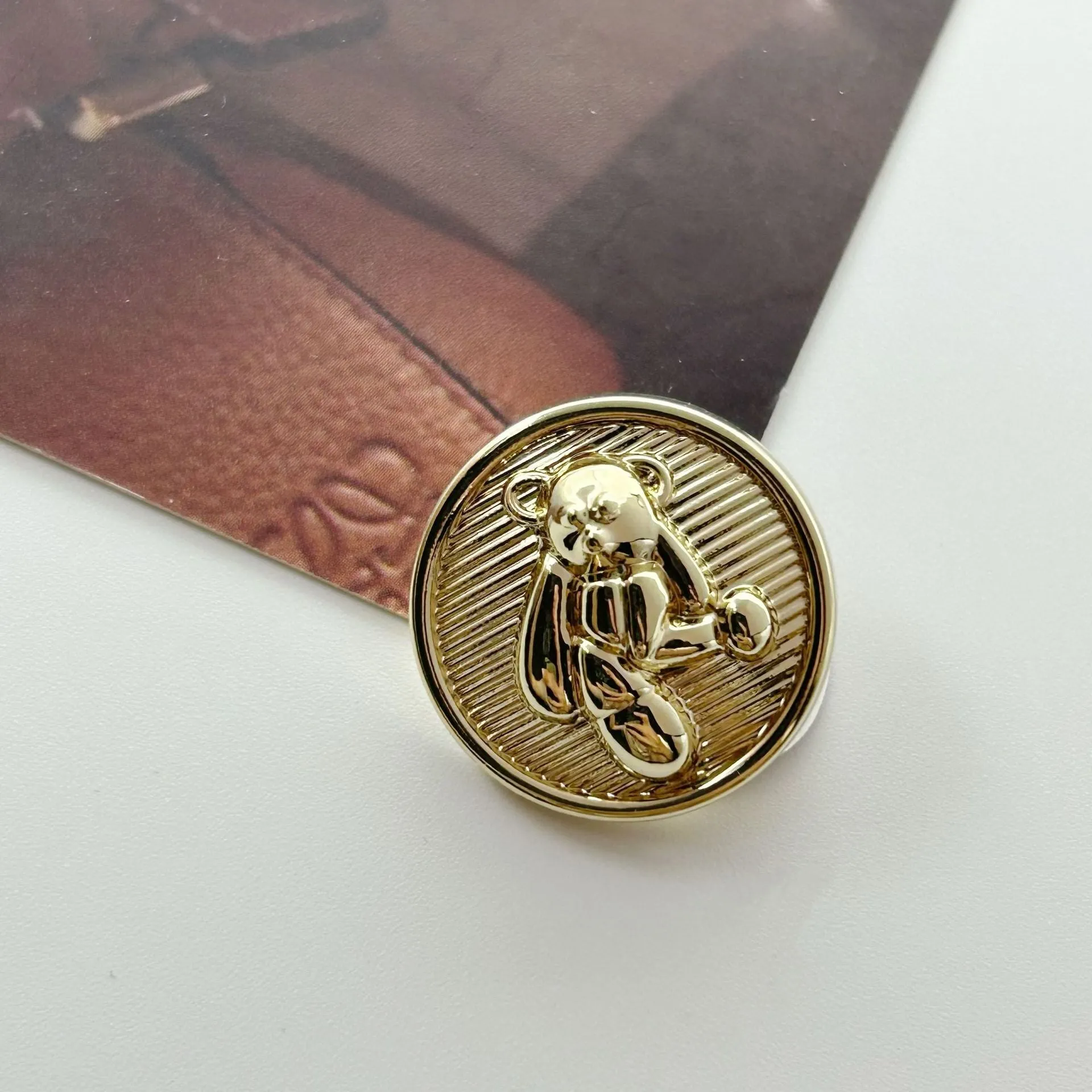 15-23mm Gold Silver 3D Teddy Bear Decorative Metal Buttons with Shanks 20pcs