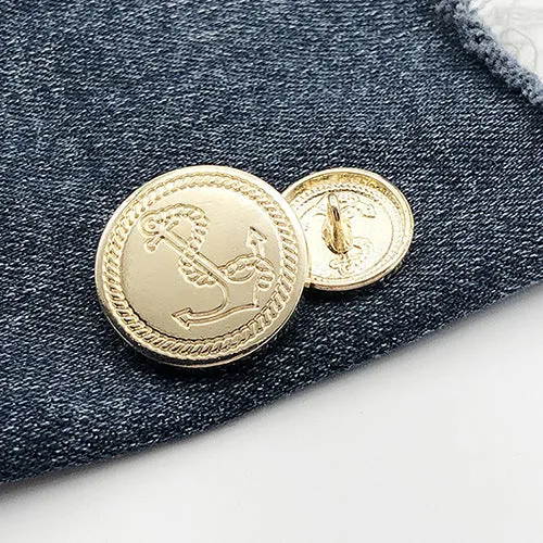 15-25mm Nautical Anchor Pattern Metal Shank Coat Buttons 20pcs