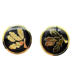 15/20mm Round Gold Black Leaf Pattern Metal Sewing Buttons 10pcs