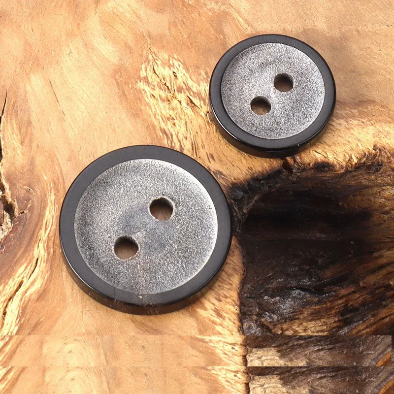 15mm/20mm Round Vintage Matte Two-Hole Horn Buttons for Jackets Outerwear Suits