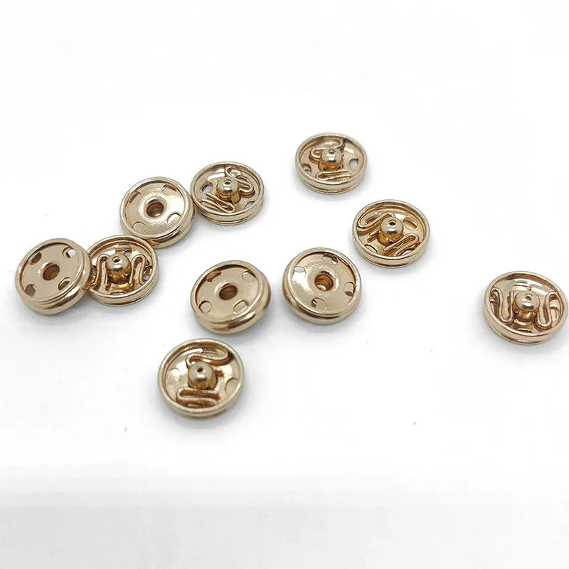 16L Gold Metal Copper-Plated Round Snap Buttons 20pcs