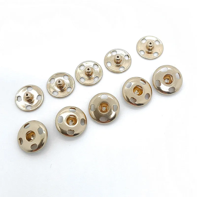 16L Gold Metal Copper-Plated Round Snap Buttons 20pcs