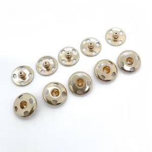 16L Gold Metal Copper-Plated Round Snap Buttons 20pcs