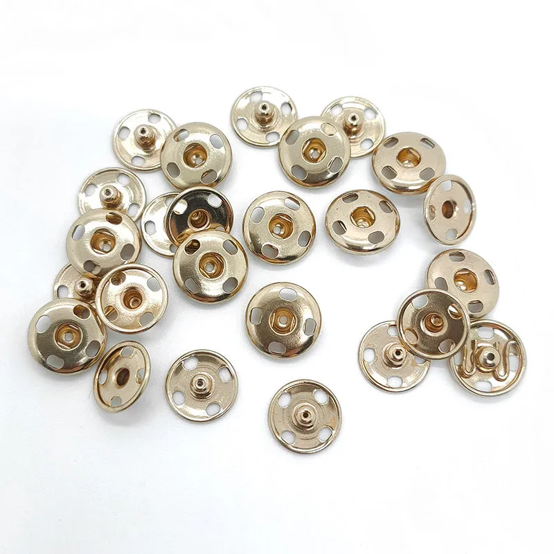 16L Gold Metal Copper-Plated Round Snap Buttons 20pcs