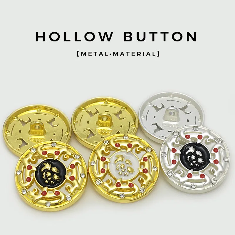 17.5/20/22.5mm Chinese Gold Silver Hollow Metal Bead Buttons 20pcs