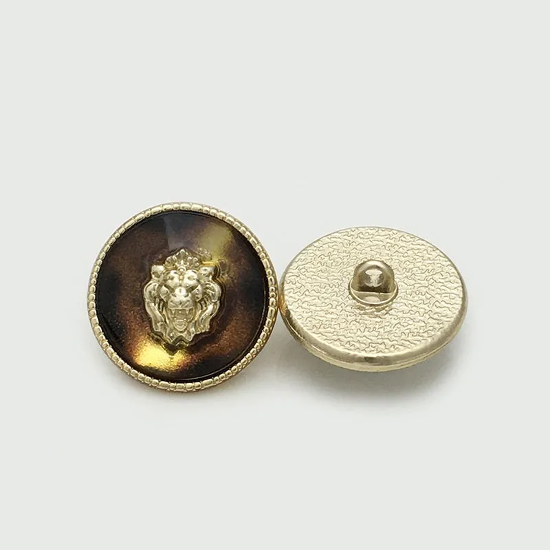 17.5/20/22.5mm Lion Head Transparent Resin Metal Buttons 12pcs