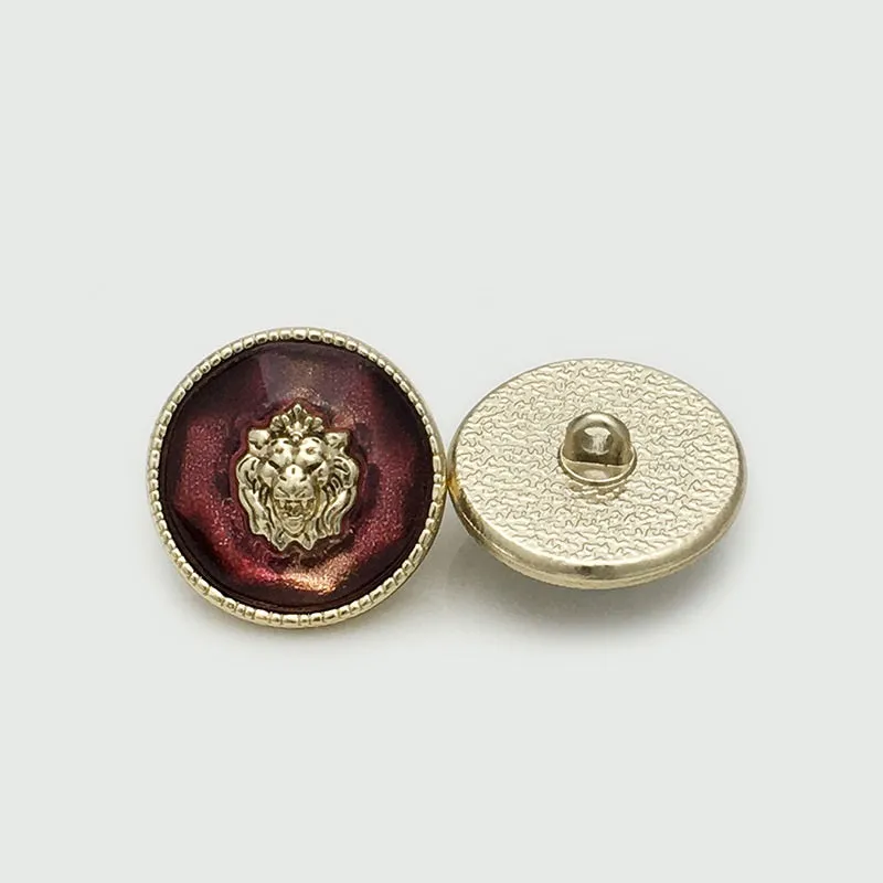 17.5/20/22.5mm Lion Head Transparent Resin Metal Buttons 12pcs