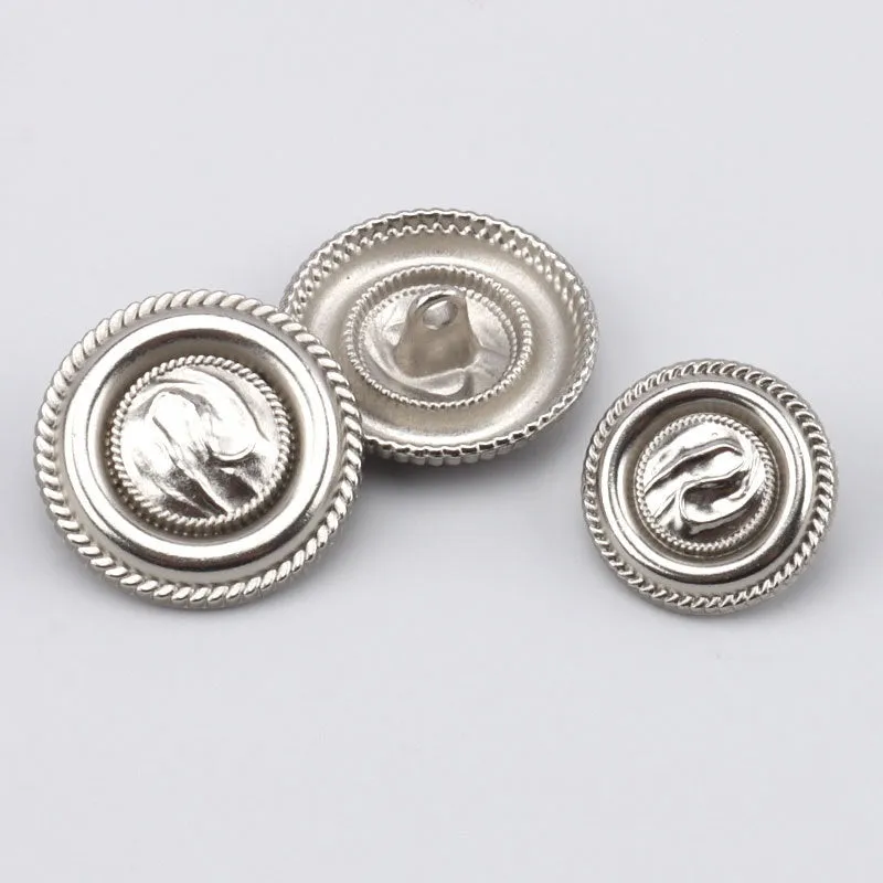 17.5/22.5mm Antique Silver Round Piped Metal Buttons with Shanks 3pcs