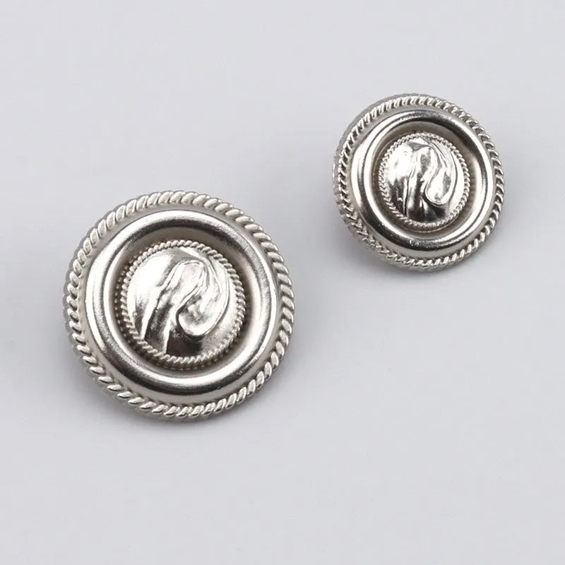 17.5/22.5mm Antique Silver Round Piped Metal Buttons with Shanks 3pcs