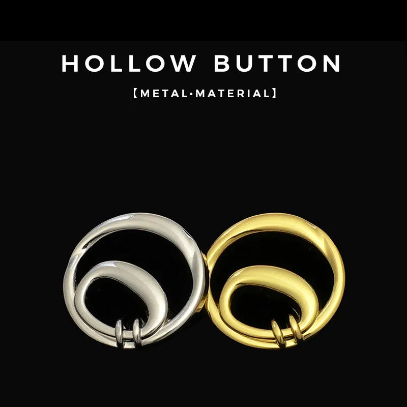 17.5/22.5mm Gold Hollow Double Circle Metal Buttons 20pcs