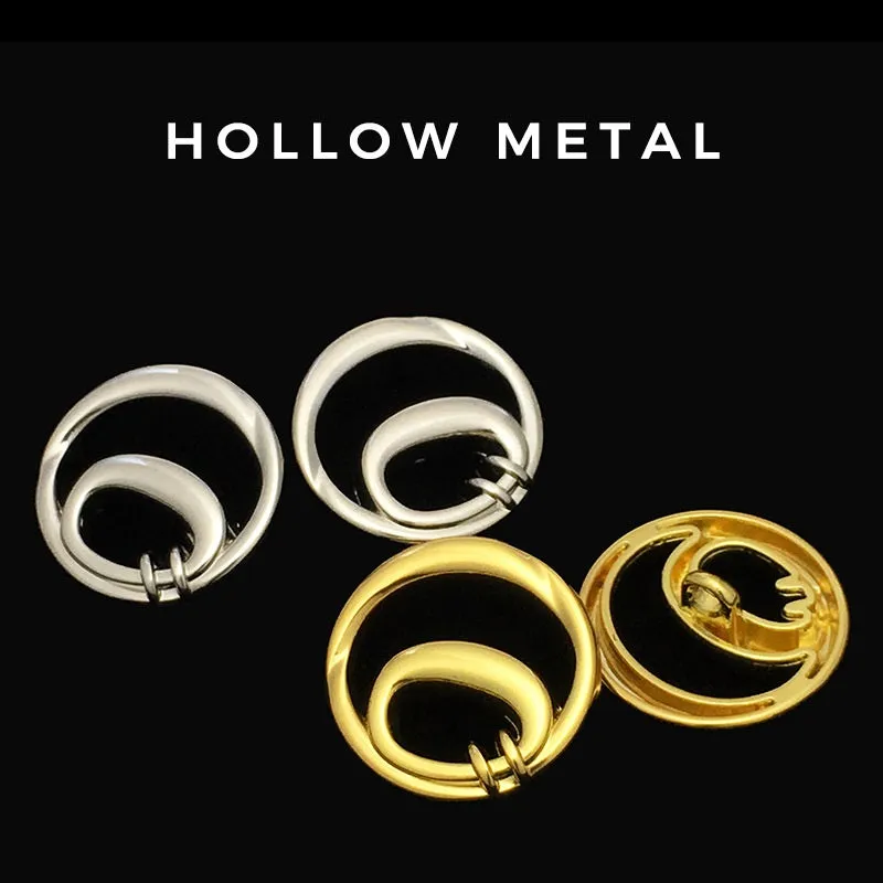 17.5/22.5mm Gold Hollow Double Circle Metal Buttons 20pcs