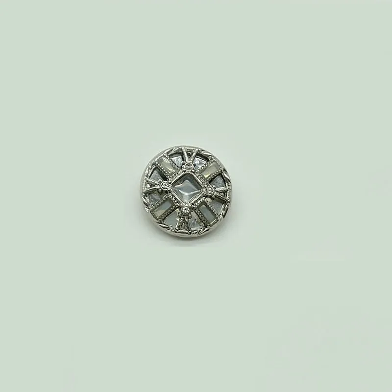 18/20/23/25mm Hollow Metal Buttons with Rhinestones Gold Silver Gun-Black 50pcs