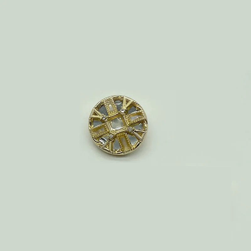 18/20/23/25mm Hollow Metal Buttons with Rhinestones Gold Silver Gun-Black 50pcs