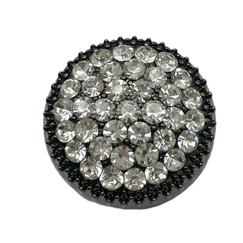 18/23/25mm Round Metal Buttons with White Black Red Crystal Rhinestones 50 Pack