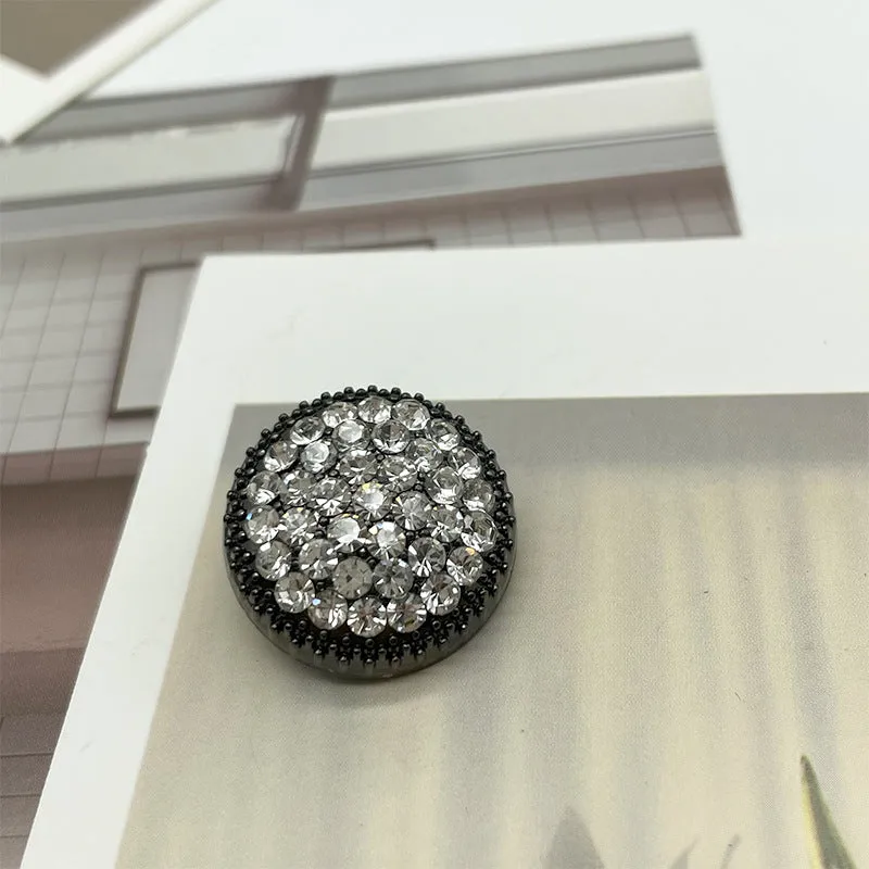 18/23/25mm Round Metal Buttons with White Black Red Crystal Rhinestones 50 Pack