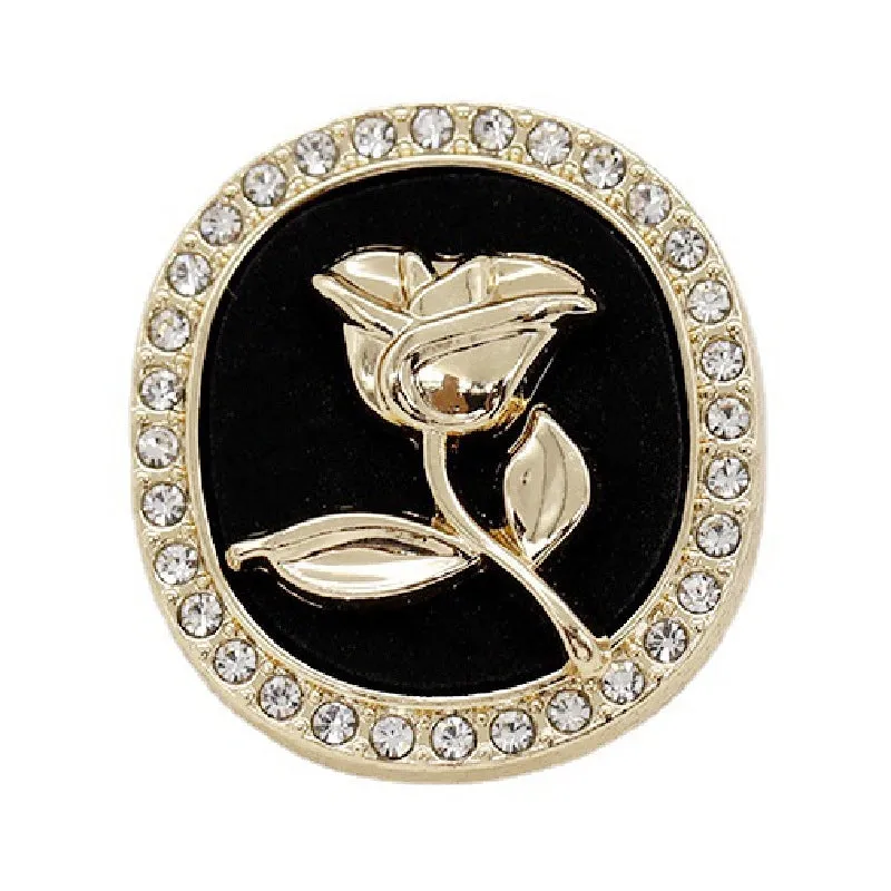 18/23mm Round Rhinestone Rose Metal Shank Buttons 10pcs