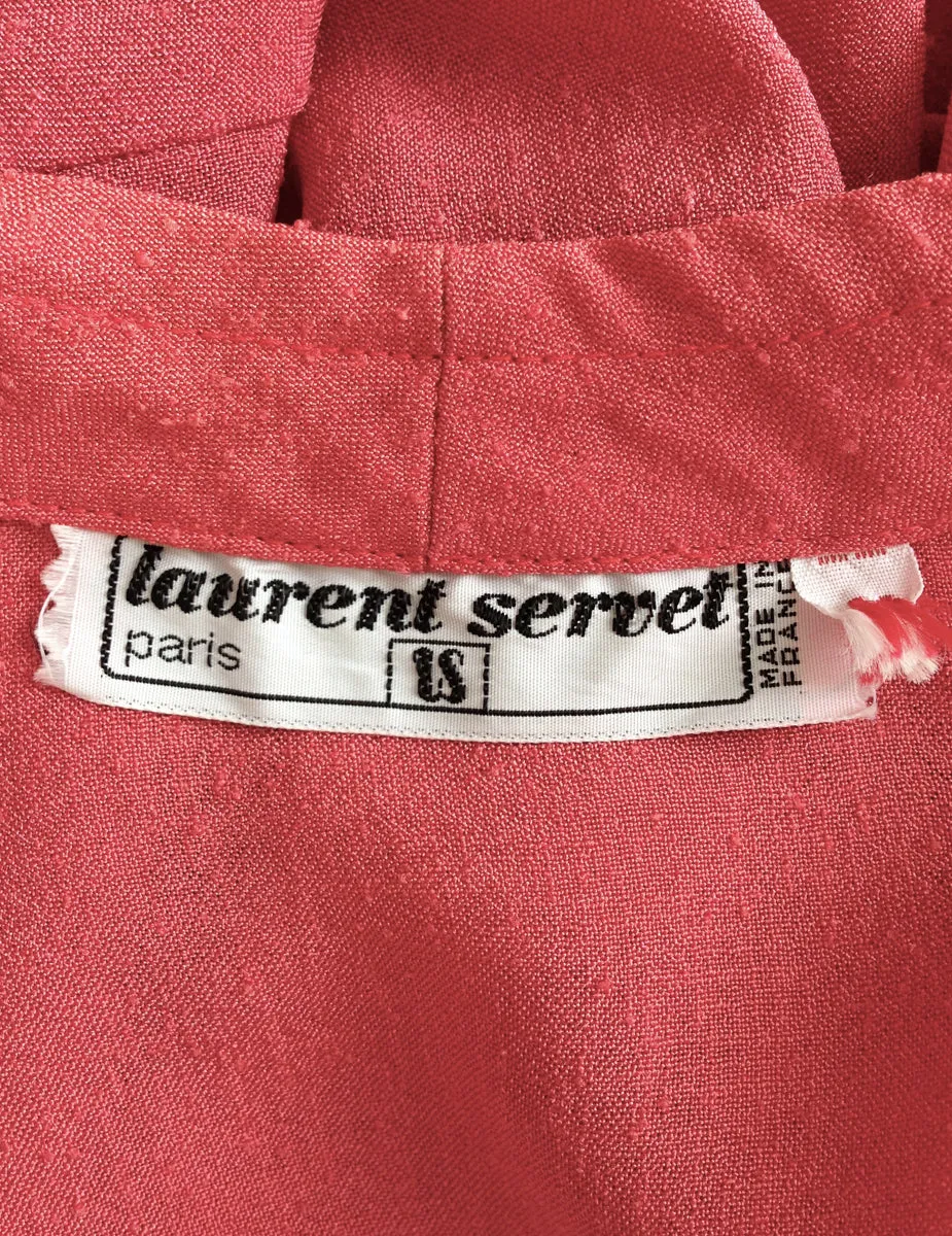 1940s 70s Blouse Salmon Pink Peplum