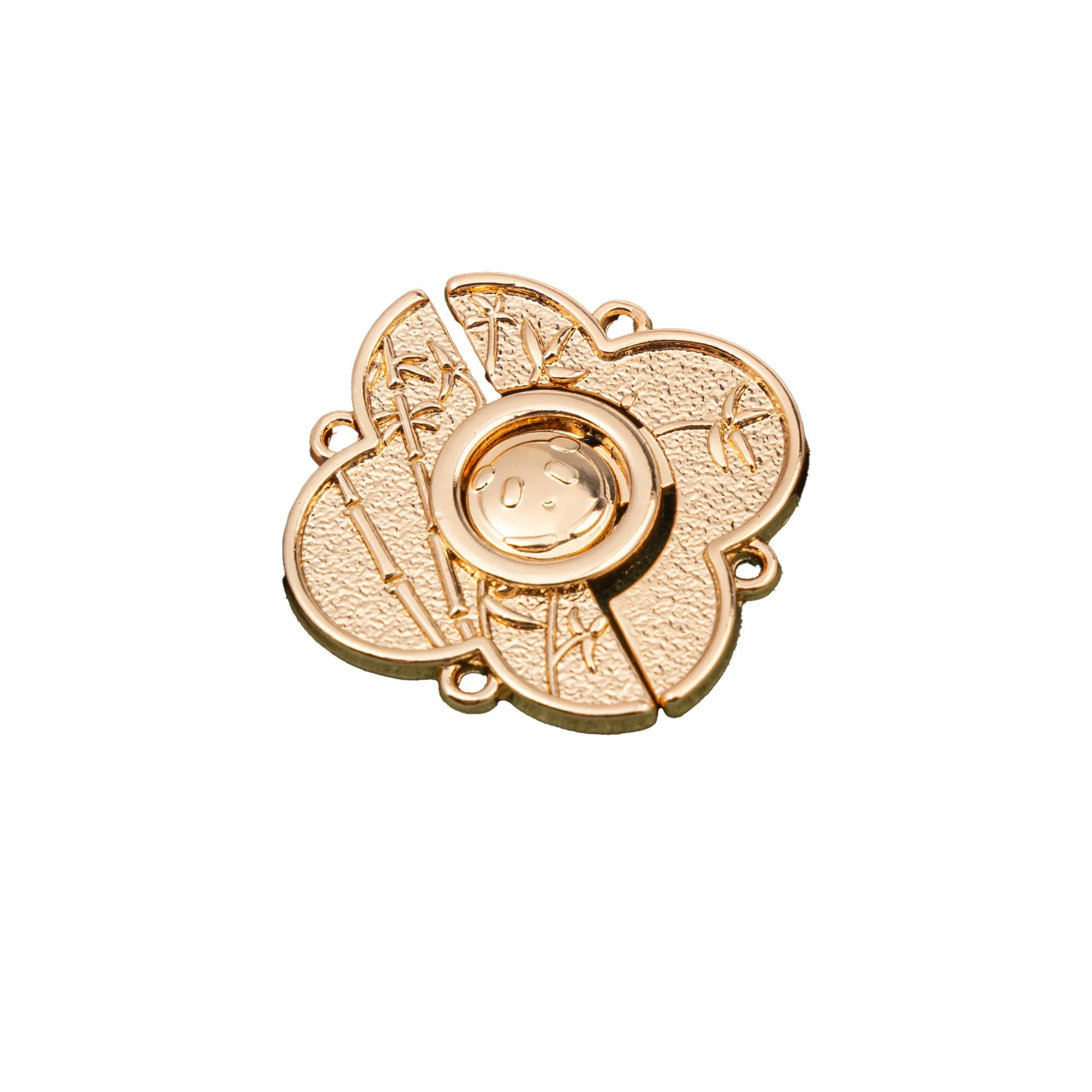 2.5cm Chinese Style Golden Vintage Panda Metal Pair Buttons 12pcs