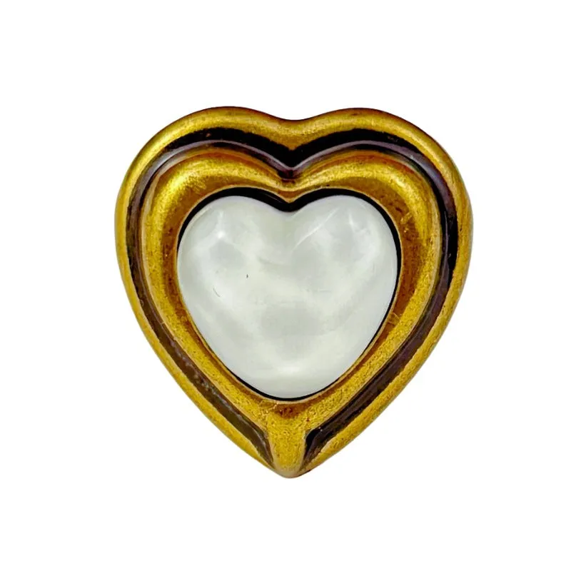 25mm Antique Bronze Wavy Bead Heart Metal Shank Button 12pcs