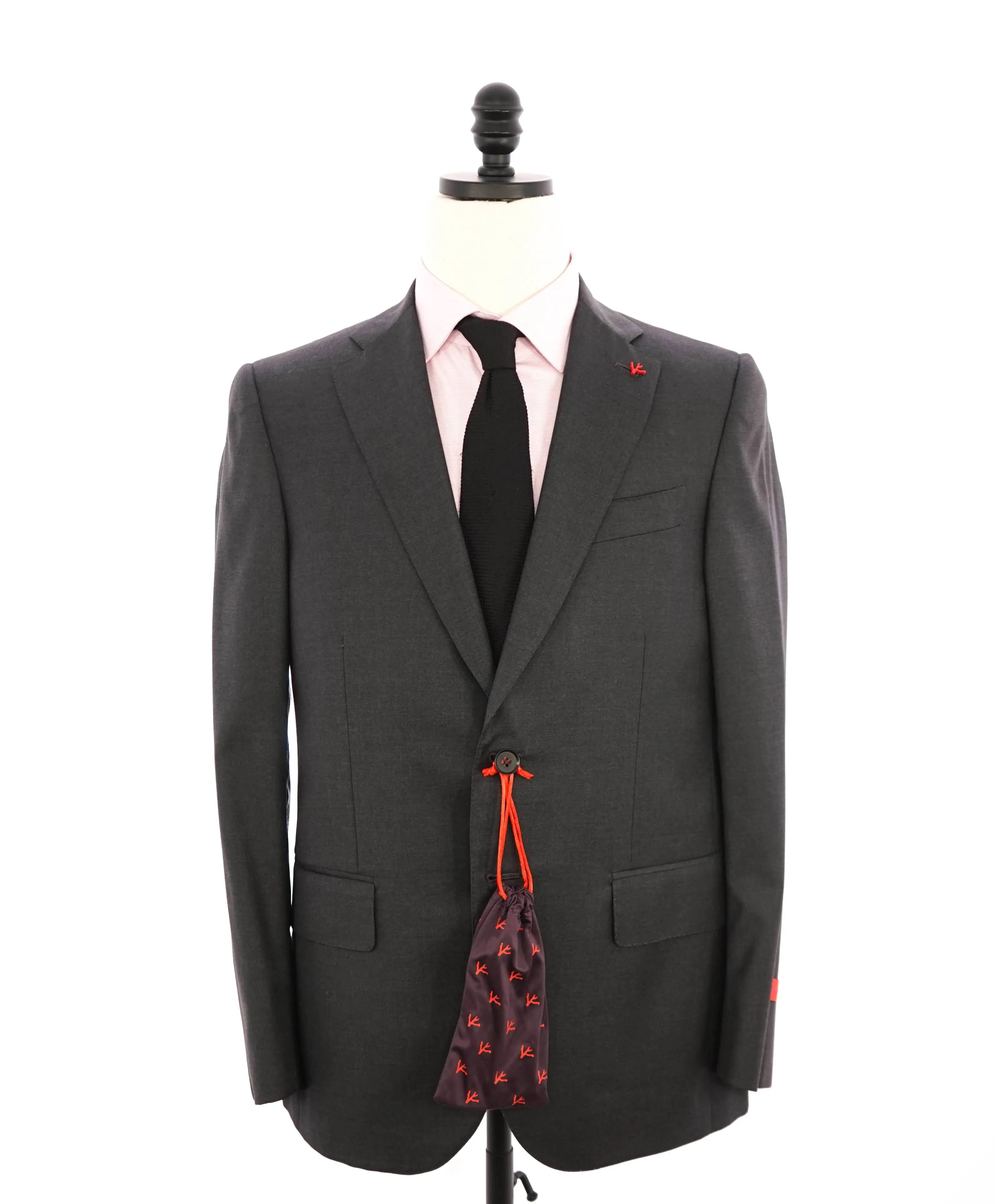 $3,995 ISAIA - Gray "AQUASPIDER" *CLOSET STAPLE* Coral Pin Suit - 38S