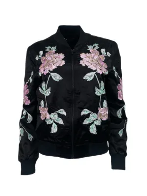 3X1 Women's Black Zip Up Satin Jacket #797 M NWT