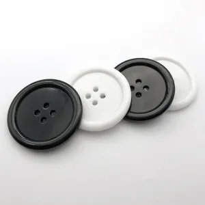 50mm Large Round Four-Hole Black White Resin Buttons 12pcs