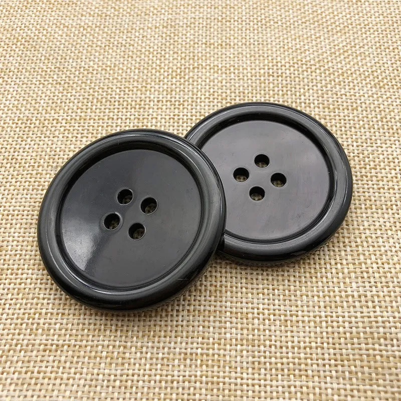 50mm Large Round Four-Hole Black White Resin Buttons 12pcs