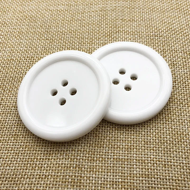 50mm Large Round Four-Hole Black White Resin Buttons 12pcs