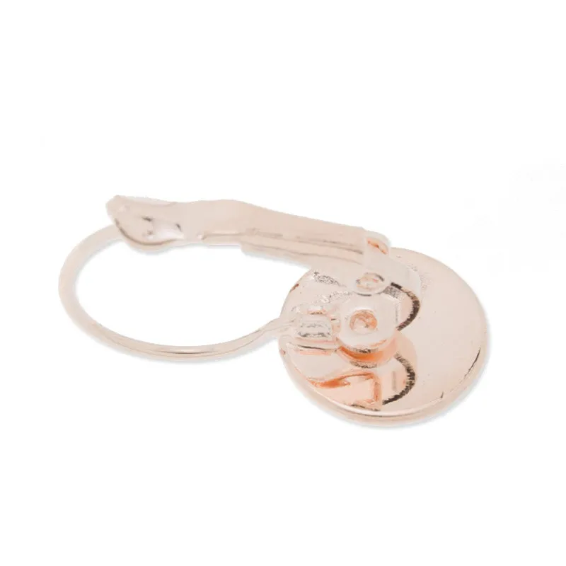 50PCS Rose Gold French Lever Back Earrings Blank/Bas,fit 16MM glass cabochons,buttons