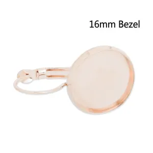 50PCS Rose Gold French Lever Back Earrings Blank/Bas,fit 16MM glass cabochons,buttons