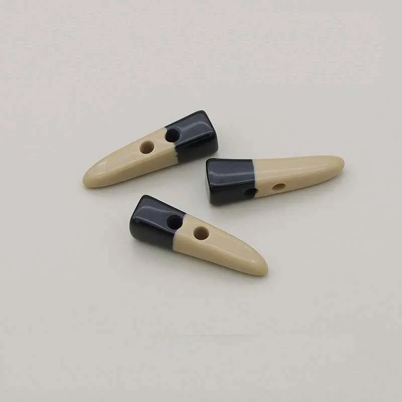 55mm Beige Brown Resin Horn-Shaped Toggle Button 20pcs