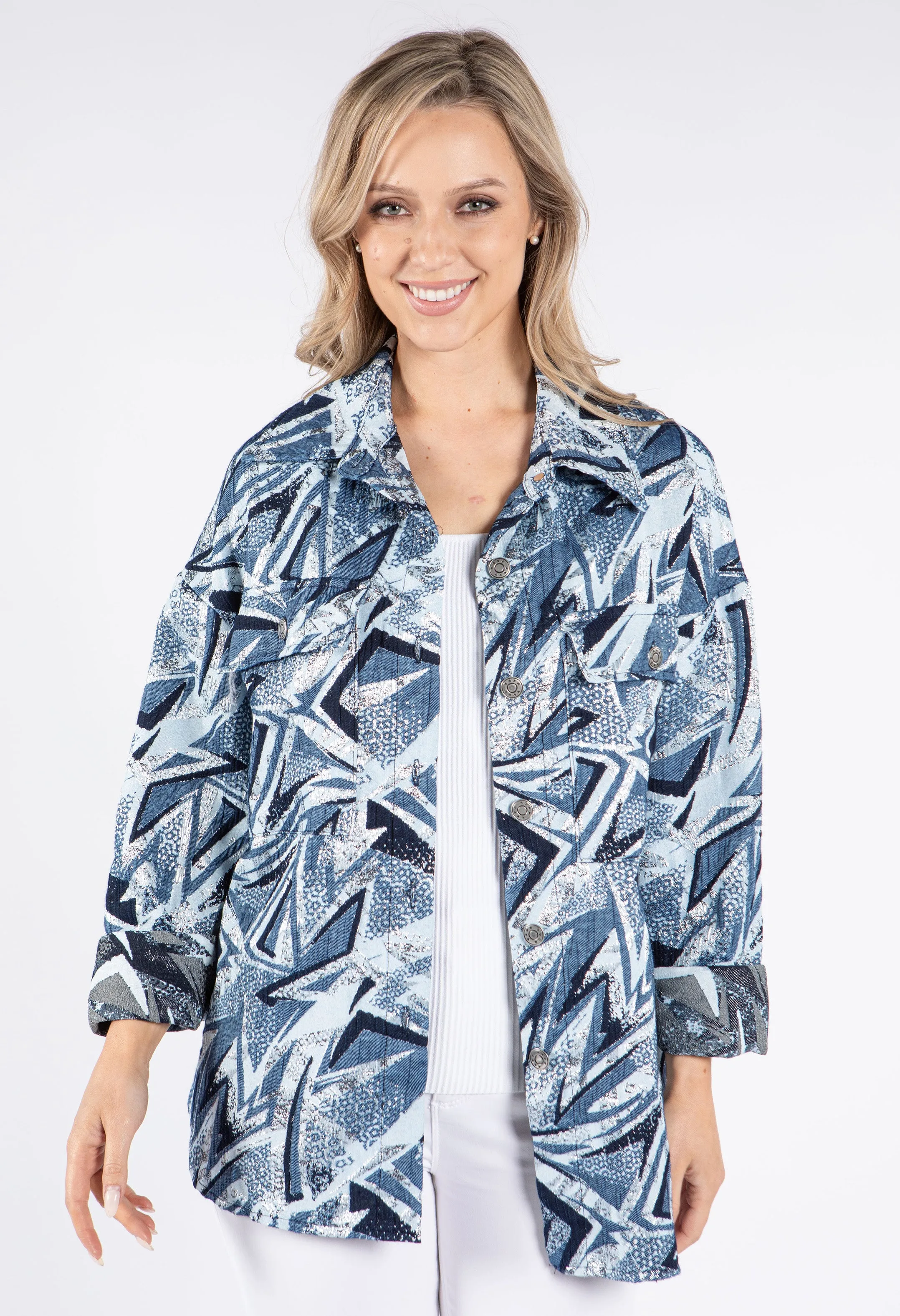 Abstract Print Button-Up Overshirt