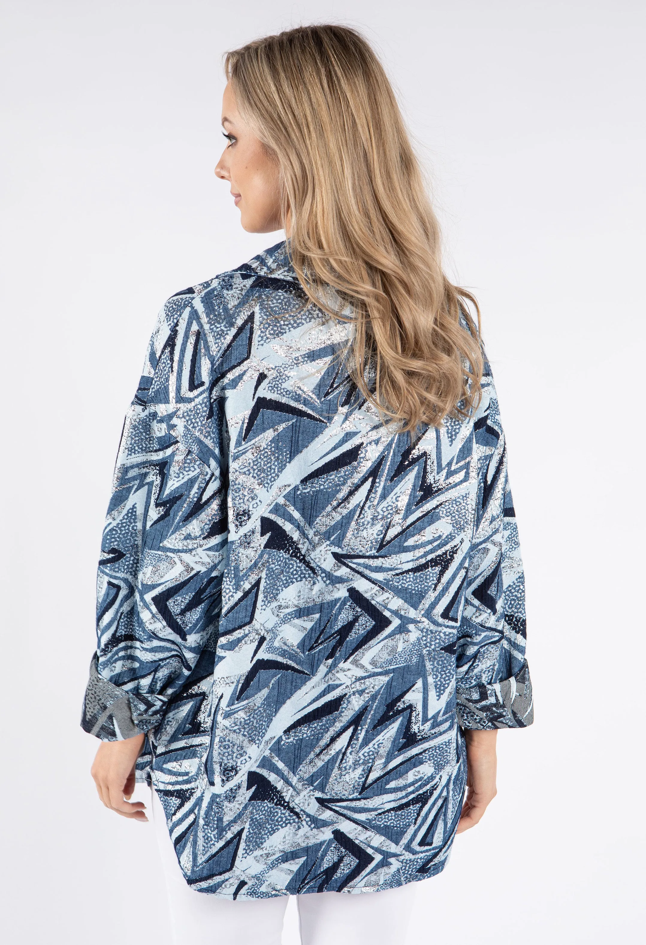 Abstract Print Button-Up Overshirt