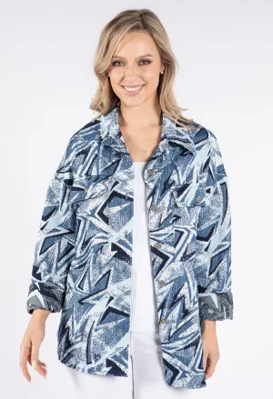 Abstract Print Button-Up Overshirt