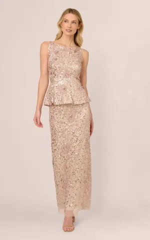 Adrianna Papell- Beaded Peplum Dress in Shell