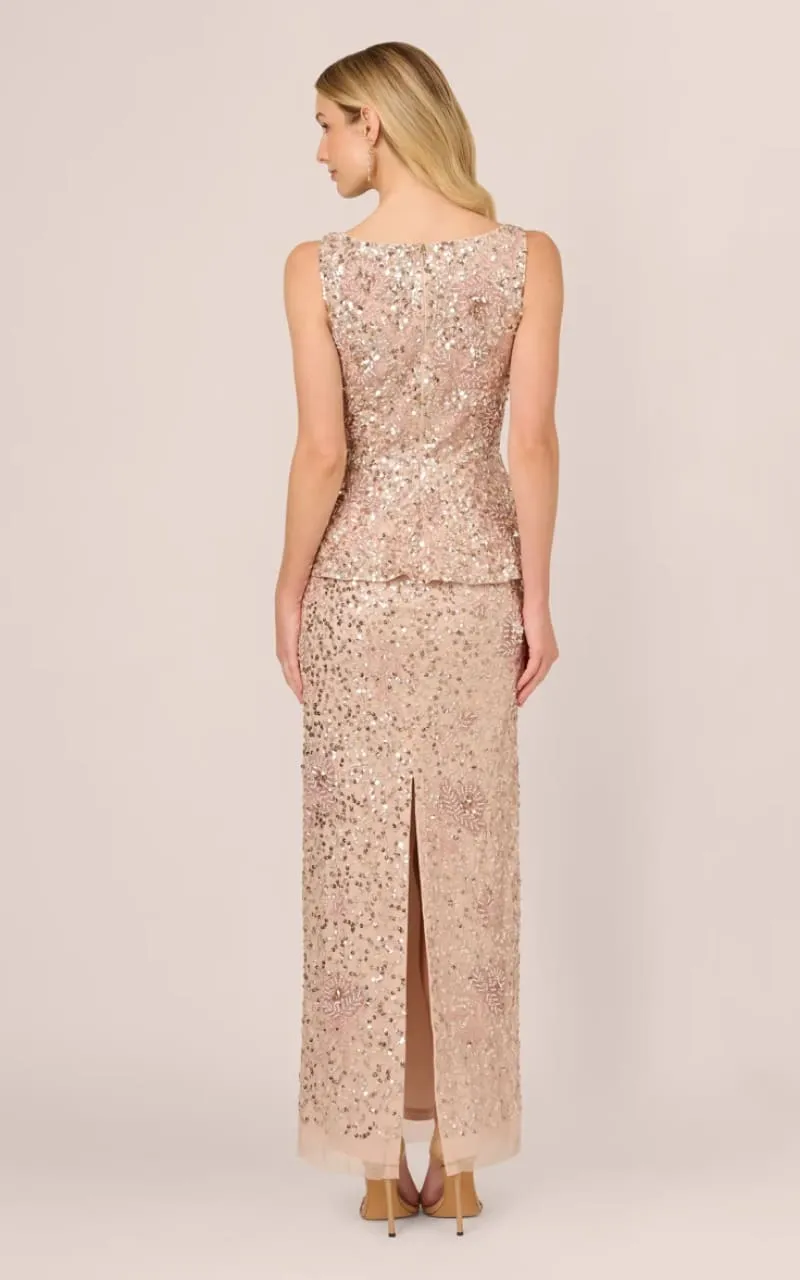 Adrianna Papell- Beaded Peplum Dress in Shell