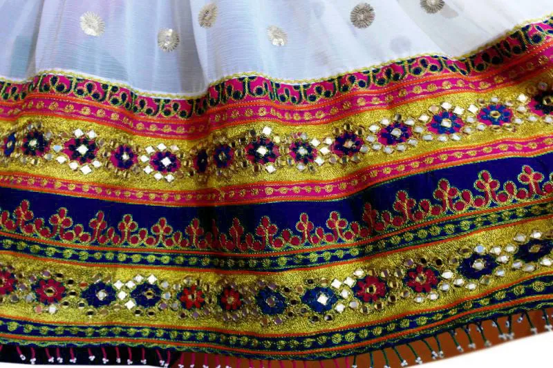 Afghan Dress White And Blue Color