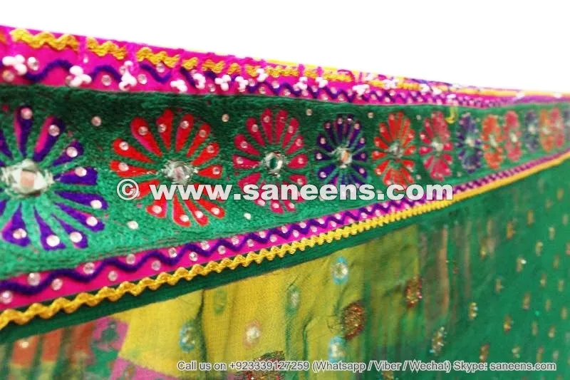Afghan Yellow Dress Frock Mirrors Embroidery Work