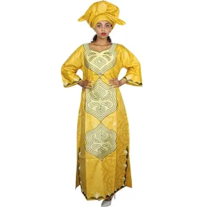 African Dresses For Women 3/4 Sleeve Plus Size Dress With Scarf
