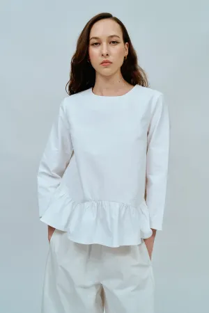 Afternoon Peplum Blouse in White