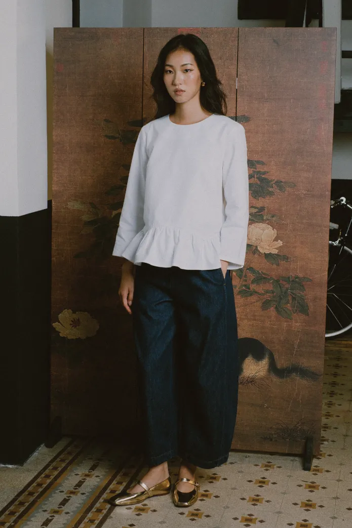 Afternoon Peplum Blouse in White