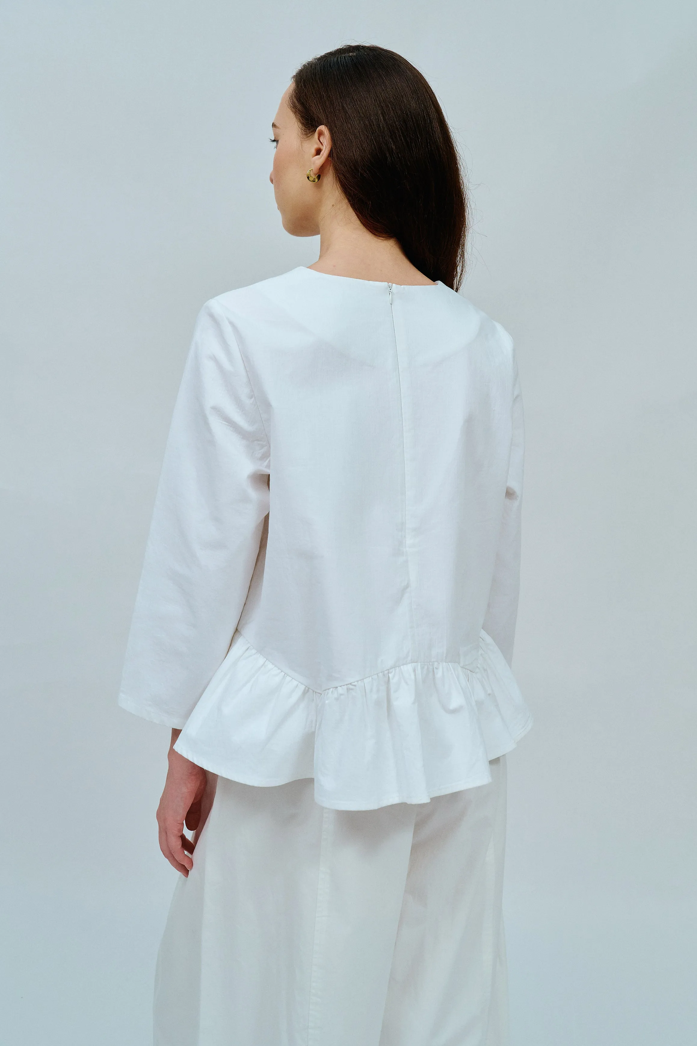 Afternoon Peplum Blouse in White