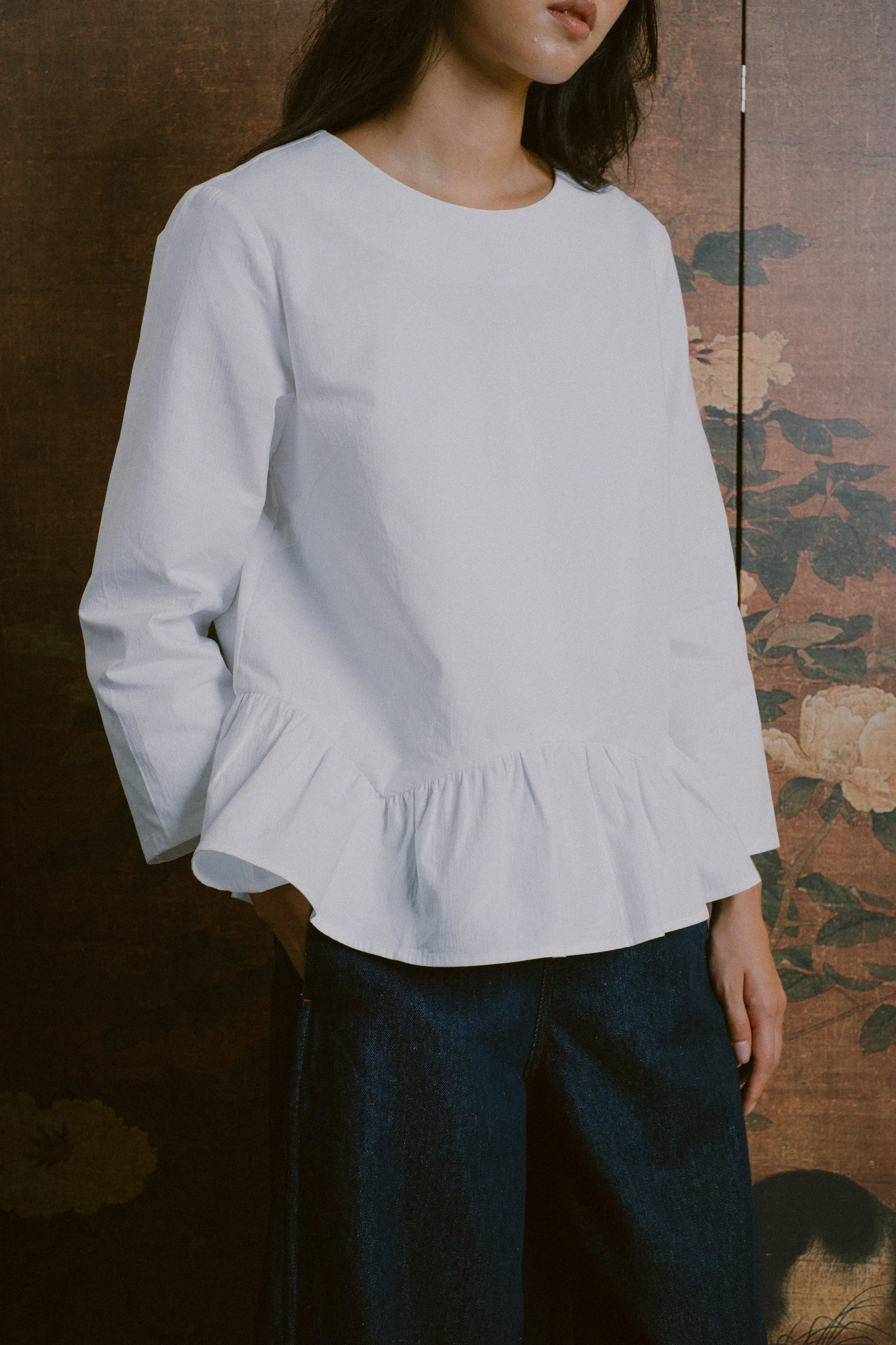 Afternoon Peplum Blouse in White
